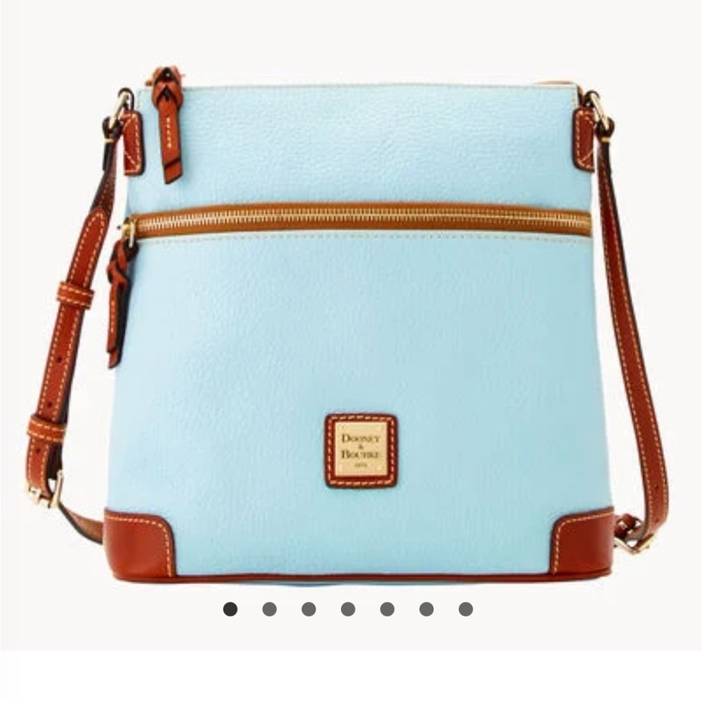 Dooney & Bourke Blue and Brown Crossbody Bag with Leather Trim